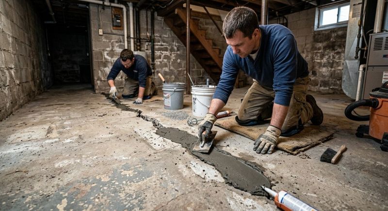 Cracked Basement Floor Repair in Toccoa, GA