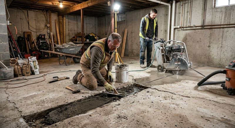 Cracked Basement Floor Repair in Toccoa, GA